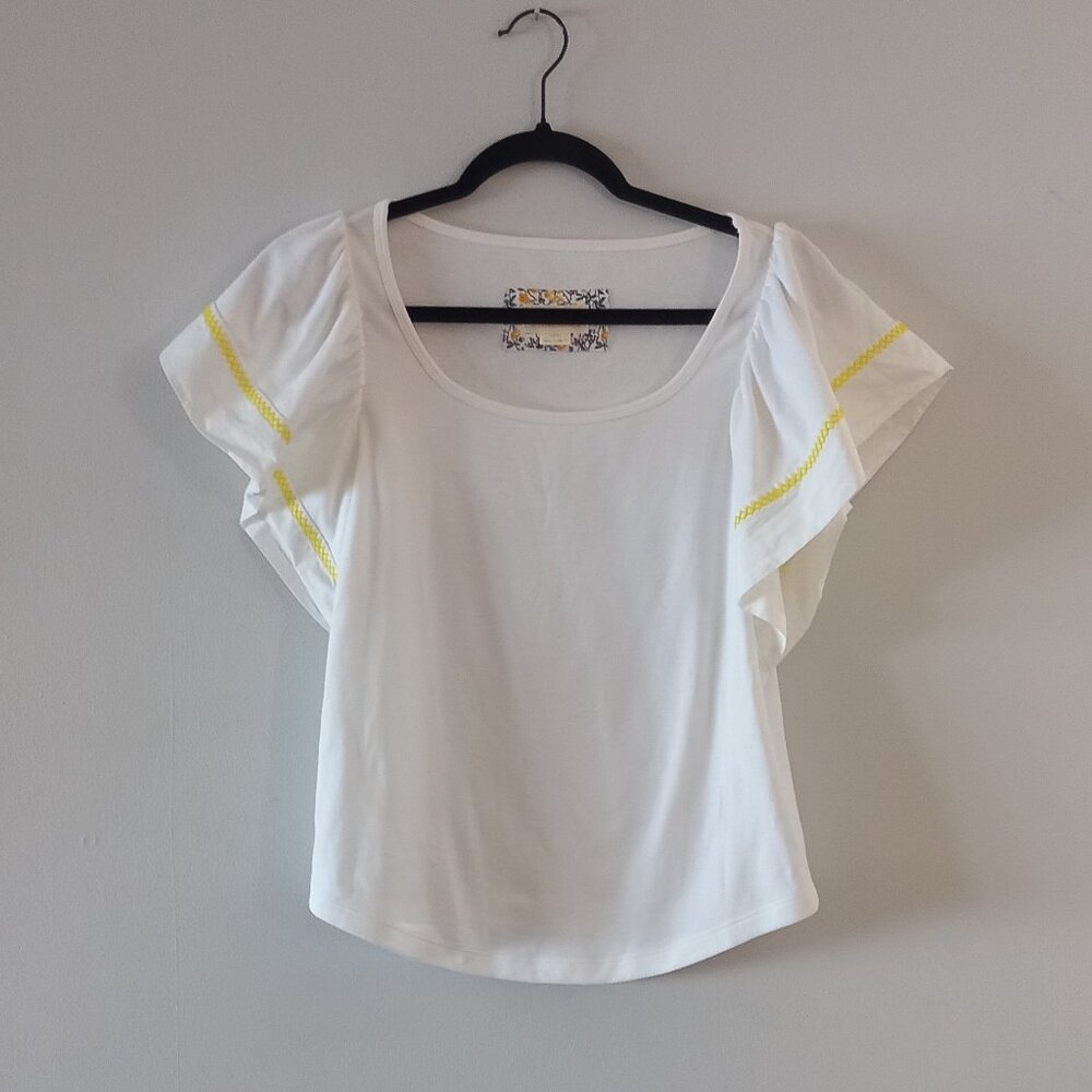 ANTHROPOLOGIE Maeve Sherman Flutter Sleeve Top